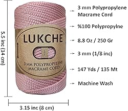 Lukche 3mm Premium Polyester Macrame Cord 2 Skein