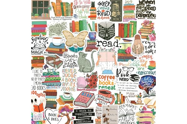 200PCS Book Reading Stickers for Kindle, Book Accessories, Bookish Gifts | Vinyl, Waterproof Bookish Stickers for Planner Scrapbook Book Lovers Kids Teens & Adults, Bookish Items, No Repeats