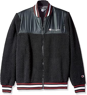 champion cream sherpa baseball jacket