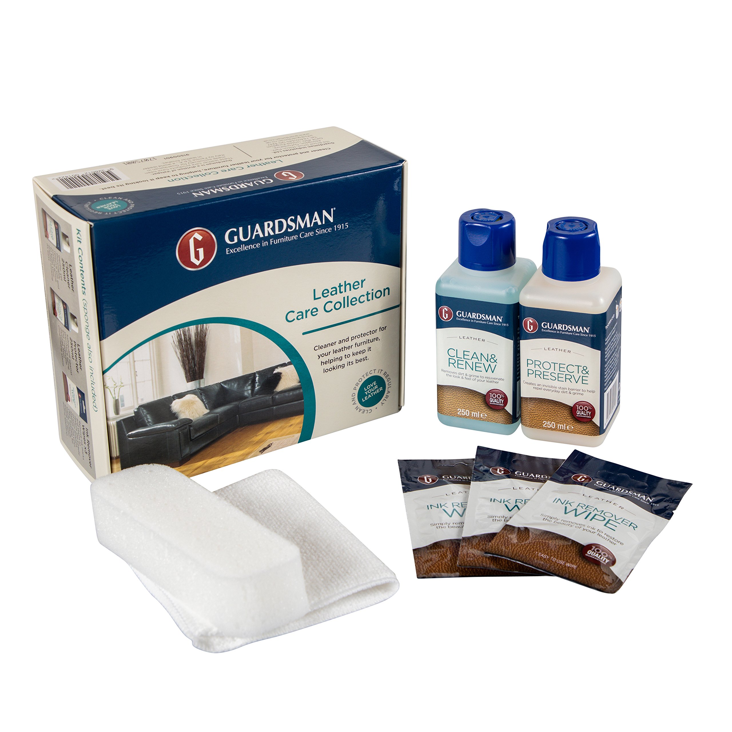 Leather Cleaner - Guardsman Leather Care Collection - Leather Cleaner, Leather Protector, Ink Remover Wipes