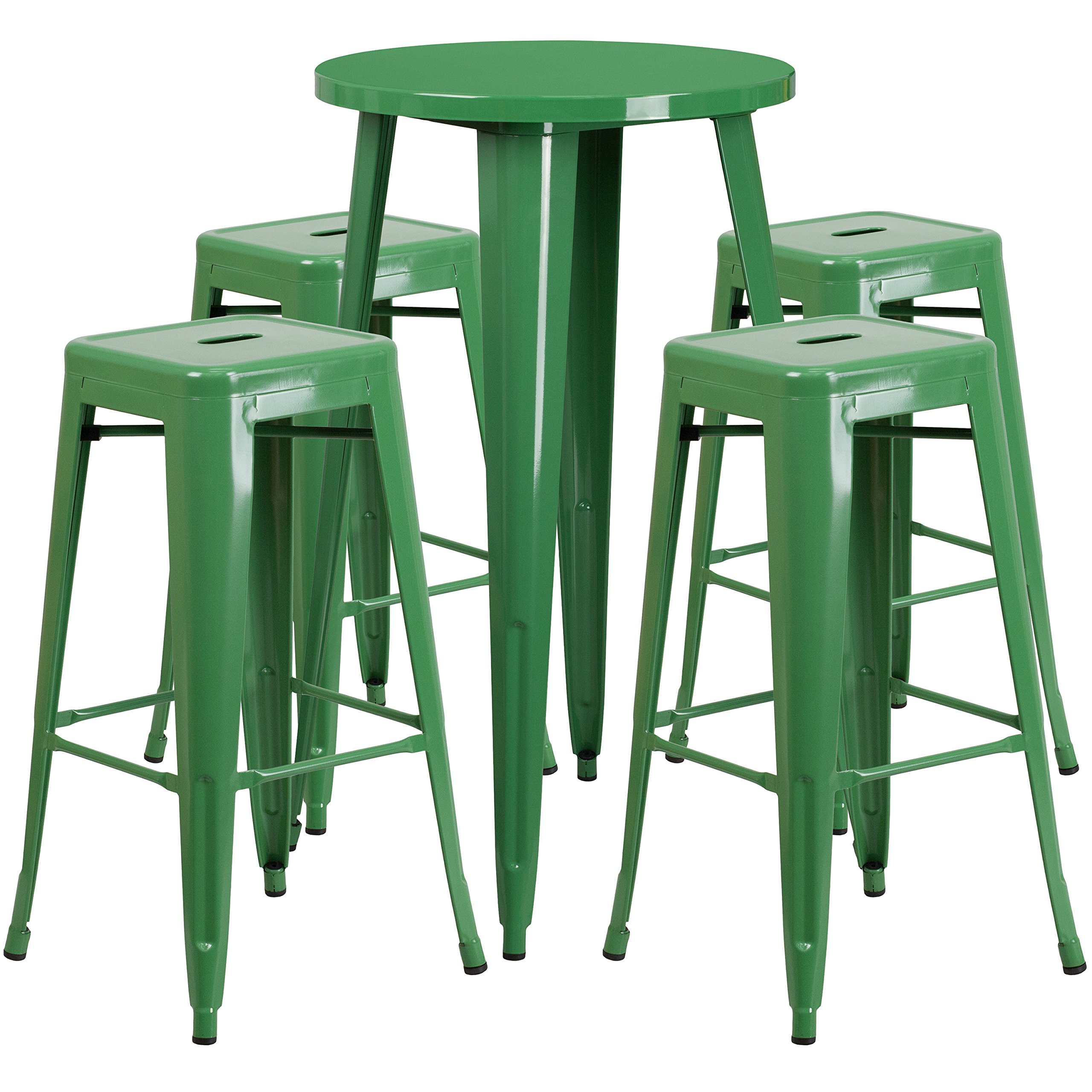 Flash Furniture 24'' Round Green Metal Indoor-Outdoor Bar ...