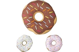 MABEL HOME Throw Pillow 14", Donut, 3D Digital Print Decorative Comfortable Soft Plush Funny Food Shaped Pillow, Seat Pad Cushion for Couch, Chair, Floor, Sofa (Chocolate)