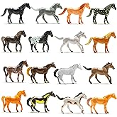 PREXTEX Plastic Toy Horses Party Favors, 16 Count (All Different Horses in Various Poses and Colors) Best Toy Gift for Boys and Girls