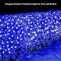 Dirnun Led Christmas Net Lights Blue Outdoor