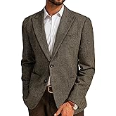 PJ PAUL JONES Mens Herringbone Tweed Sport Coat Vintage Wool Blend Two Button Blazer Jacket with Pockets