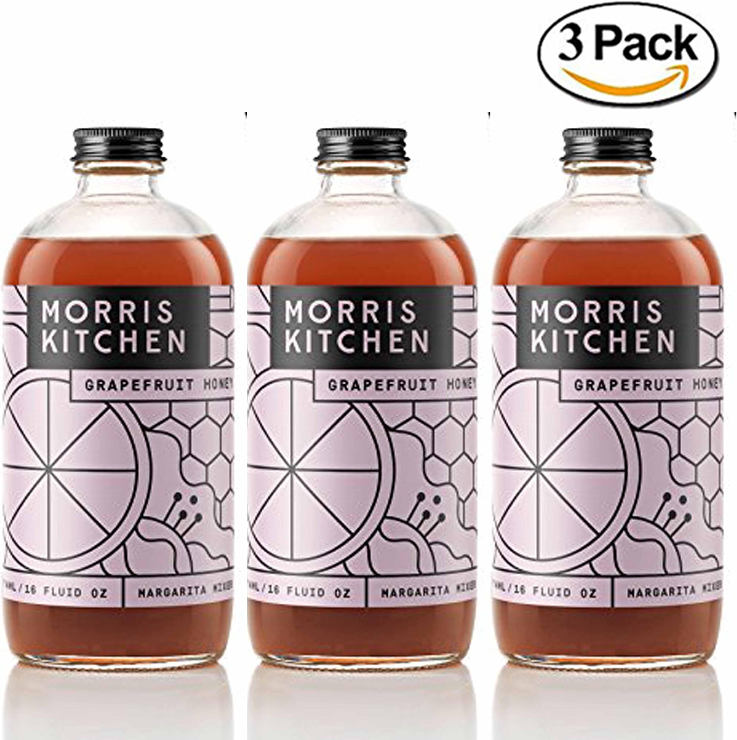 Morris Kitchen Grapefruit Honey Margarita Mixer - 16floz (3 Pack): Vegan Gluten-Free & Non-GMO Cocktail mix w/ Tart Hibiscus & Organic Honey (GRAPEFRUIT HONEY, 3 PACK)