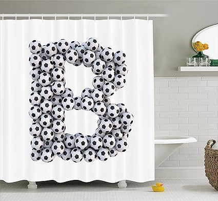 Amazon Com Ambesonne Letter B Shower Curtain Soccer Themed