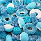 Blue Candy Mix, Blue Raspberry Candy, Sweet &amp; Sour Gummies, 1 Lb Bag | Gummi Bears, Berries, Gummy Rings &amp; Puffs, Baby Shower Party Favors for Boy