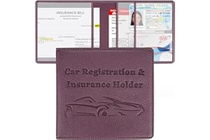 New Fashion Kingdom Car Registration and Insurance Holder, Premium PU Leather Vehicle Glove Box Car Organizer Men Women Wallet Accessories Case for ID, Driver's License - Purple