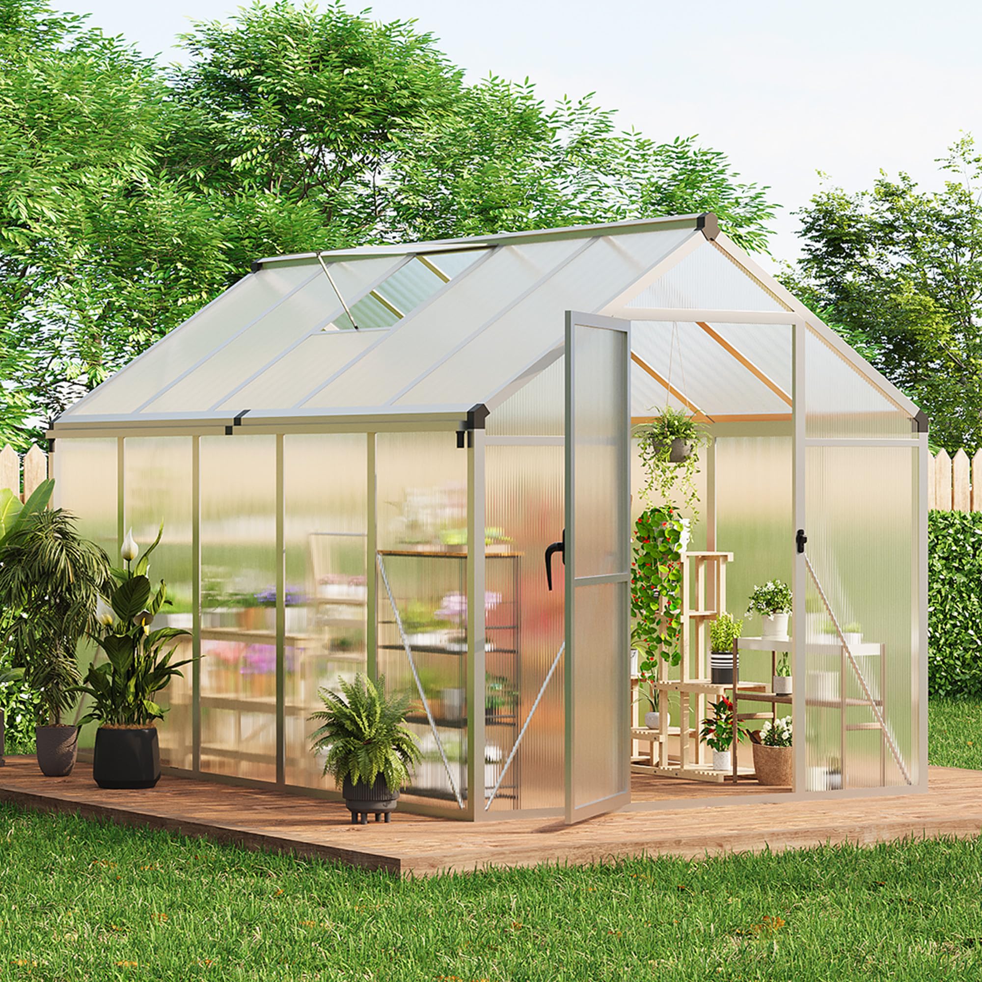 Photo 1 of * box 2/2*
6x10 ft Greenhouse for Outdoors, Polycarbonate Greenhouse with Roof Vent, Ground Nails, Lockable Push Door, Aluminum Large Walk-in Green House for Outside Garden Backyard, Patio, Lawn, Silver