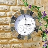 HomeZone Westminster 14" Garden Clock & Thermometer, Waterproof Slate view 9