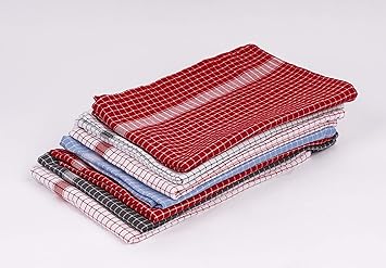 S&G TRADERS® Geschirrtücher - 100% Baumwolle - 7 Stück Küchentücher Set - 50 x 70 cm - ca 700 Gramm - Blau, Rot, Grau,weiß