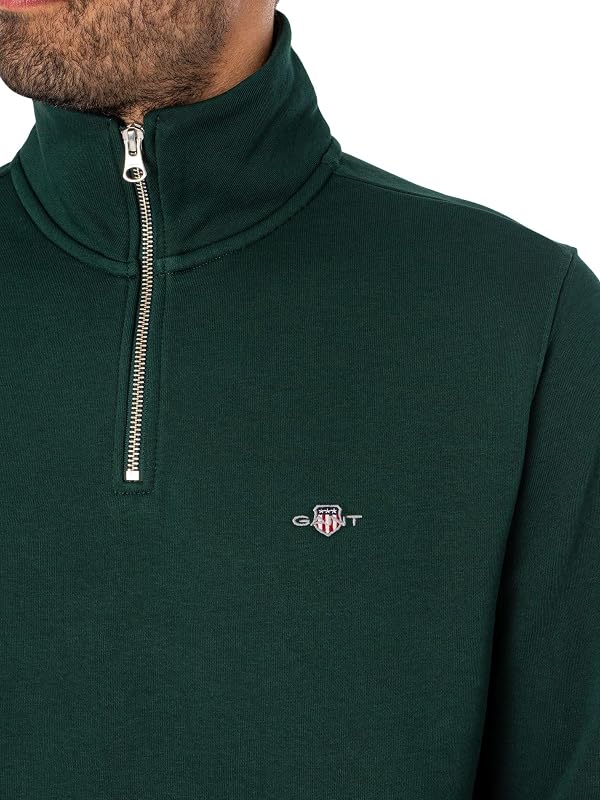 Homme Sweat-Shirt À Demi-Fermeture Éclair Regular Shield, Tartan Green, L