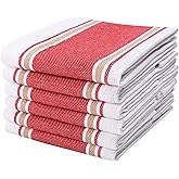 Goroly Home 100% Cotton Kitchen Dish Towel Set of 6 Pack, Highly Absorbent Quick Drying, Machine Washable and Reusable Ultra Soft Tea Towel with Hanging Loop for Cleaning Dishes, 20x28 Inch Red