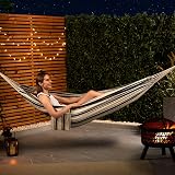 VonHaus Garden Hammock 2 Person Striped Polycotton with Travel Bag view 4