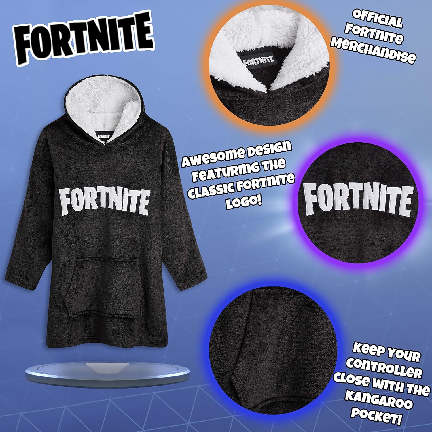 Fortnite Oversized Hoodie Blankets for Boys Fleece Extra Long Warm Wearable Hooded Poncho for Kids and Teens 14+ - Image 4