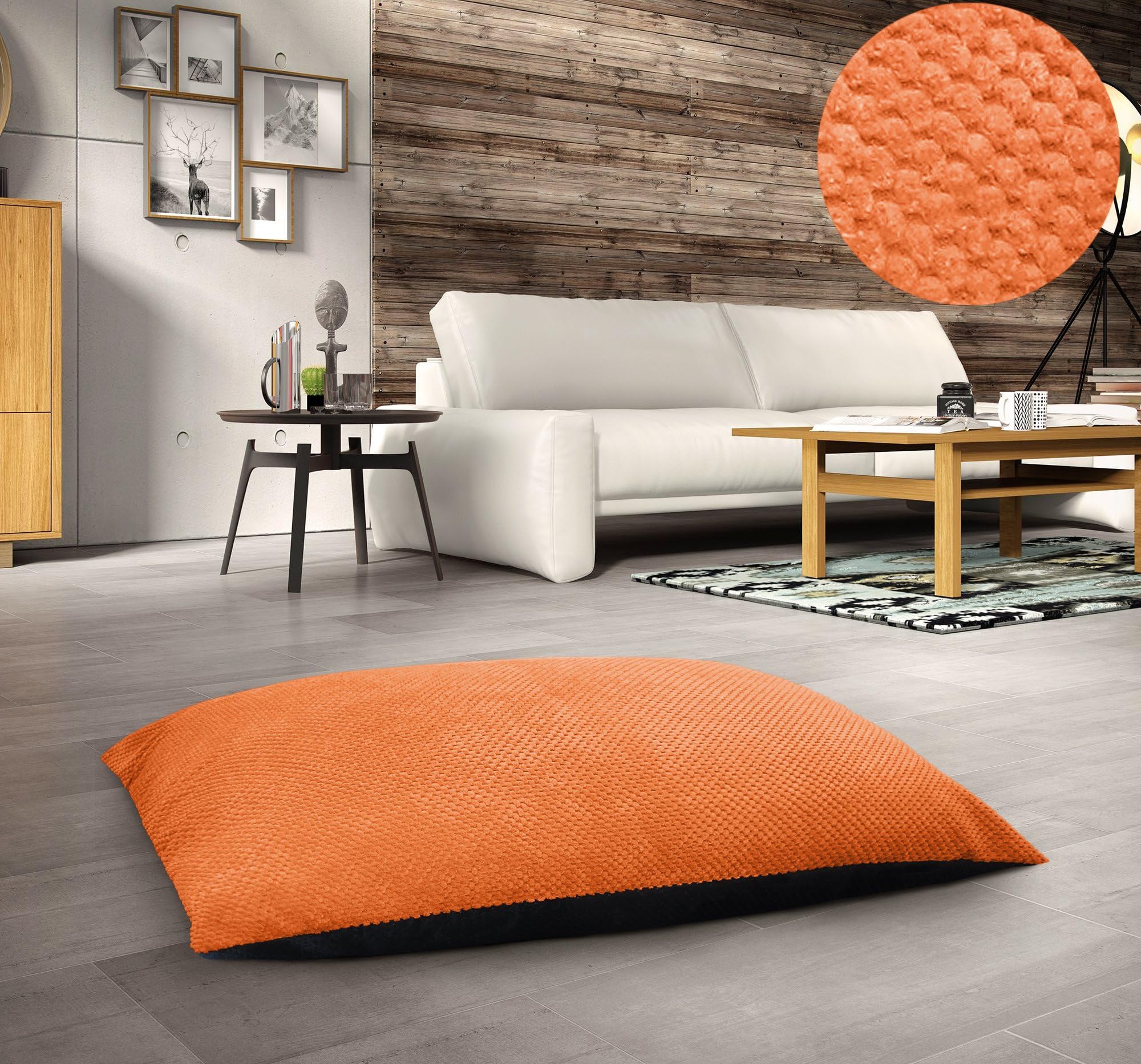 Large Floor Soft Teddy Chenille Touch Cushion Pet Pillow Cushion Garden Soft Comfy Cushion (Orange, 58 x 85cm)
