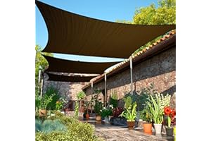 ShadeMart 10' x 10' Brown Sun Shade Sail Square Canopy Fabric Cloth Screen SMSL, Water and Air Permeable & UV Resistant, Heavy Duty, Carport Patio Outdoor - (We Customize Size)