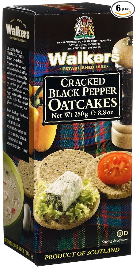 Хлебцы walkers овсяные с черным перцем 250г (039047002449)