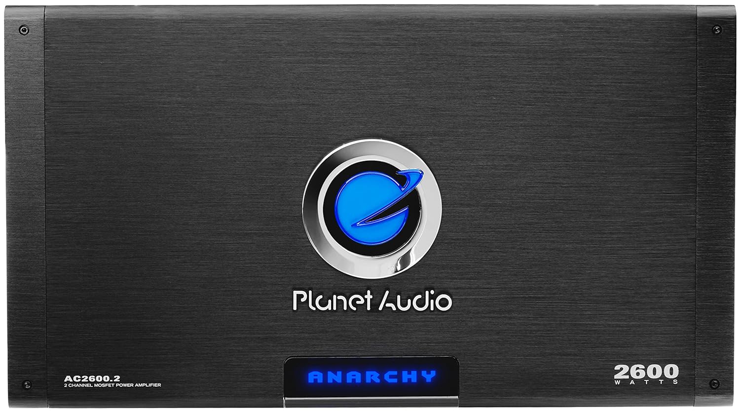 Planet Audio AC2600.2 Anarchy 2600 Watt, 2 Channel, 2/4 Ohm Stable Class A/B, Full Range, Bridgeable, MOSFET Car Amplifier with Remote Subwoofer Control