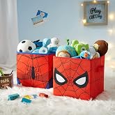 Idea Nuova Marvel Spider-Man Collapsible Storage Cubes, Set of 2 Fabric Organizer Bins, 10 x 10 Inch Storage Baskets for Kids Bedroom, Playroom, Closet &amp; Cube Shelves, Red