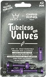 Peaty's x Chris King MK2 Tubeless Valves 42mm Violet 7075 Alloy view 7