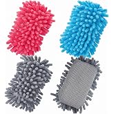 Zonon 4 Pcs 5" x 3" Dry Erase Eraser, Gray, Blue and Pink | Microfiber Shag Washable Whiteboard Erasers for Markers and Chalk, Reusable Board Cleaners, Classroom Office Home Use