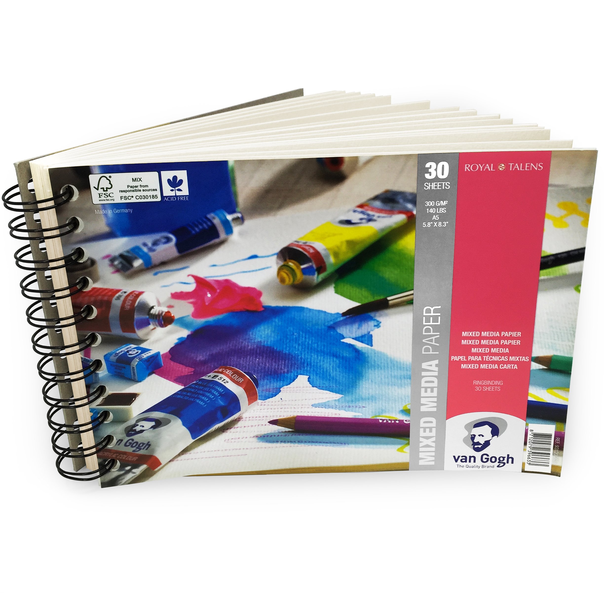 Van Gogh Royal Talens A5 Spiral Bound Paper Pad 300gsm 30 Sheets, Blue, 93120003