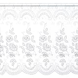 Plauener Spitze Bistro Gardine – 41x176 Cm, Weiße Stickerei, Mit Stangendurchzug, Maschinenwaschbar