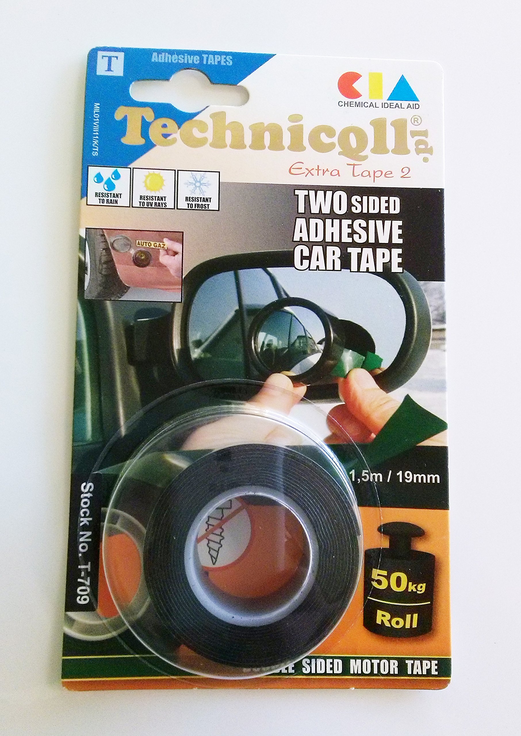 Technicqll AUTOMOTIVE DOUBLE SIDED ADHESIVE TAPE roll 1.5 m / 19 mm wide BLACK FOR CAR NUMBER PLATES SIGNS BADGES ACCESSORIES new