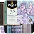 Castle Art Supplies 72 Colored Pencils - Muted, Relaxing Art Palette | Wax-based soft cores for adult artists' relaxation - r