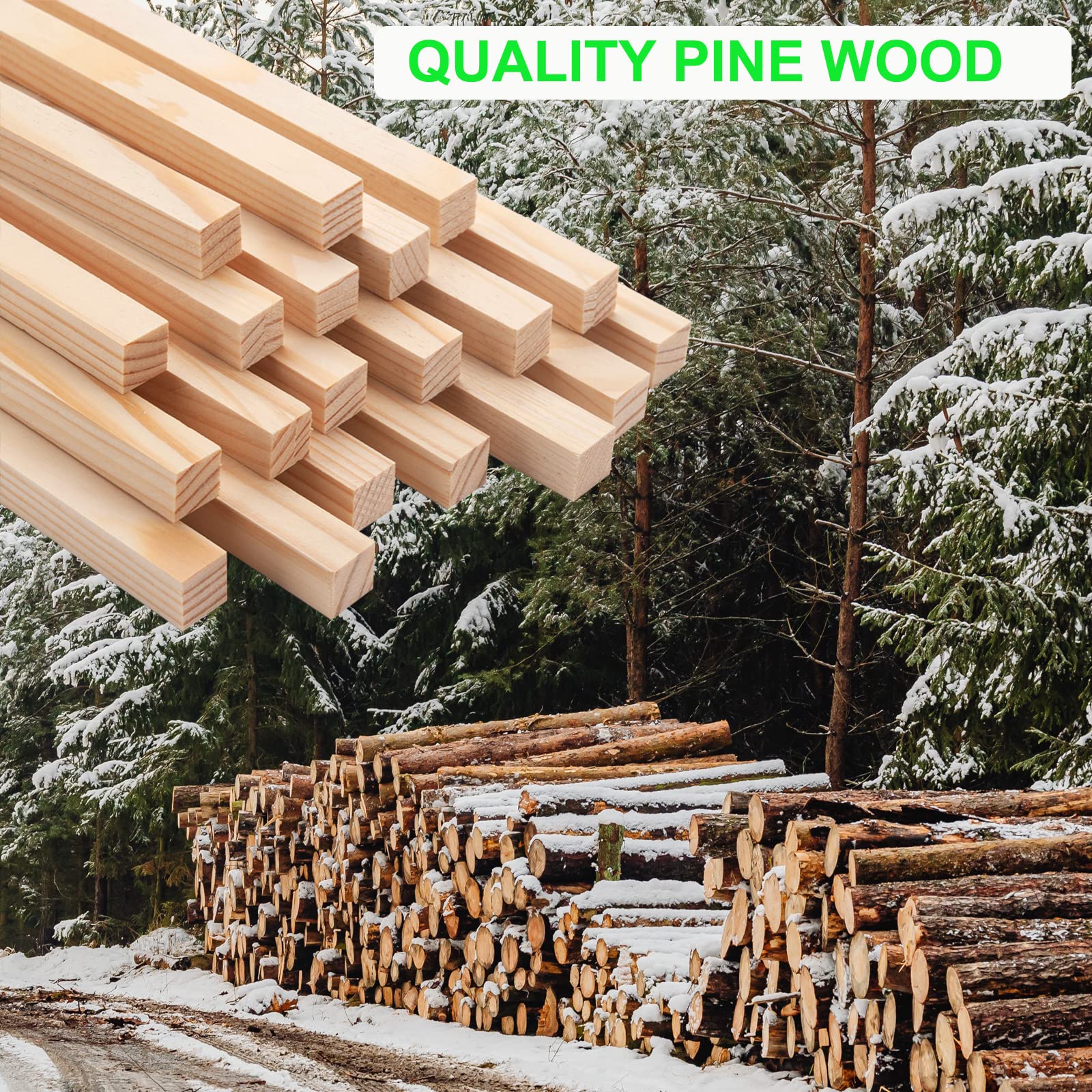 Wood Square Dowel Rods, 20PCS 1/2