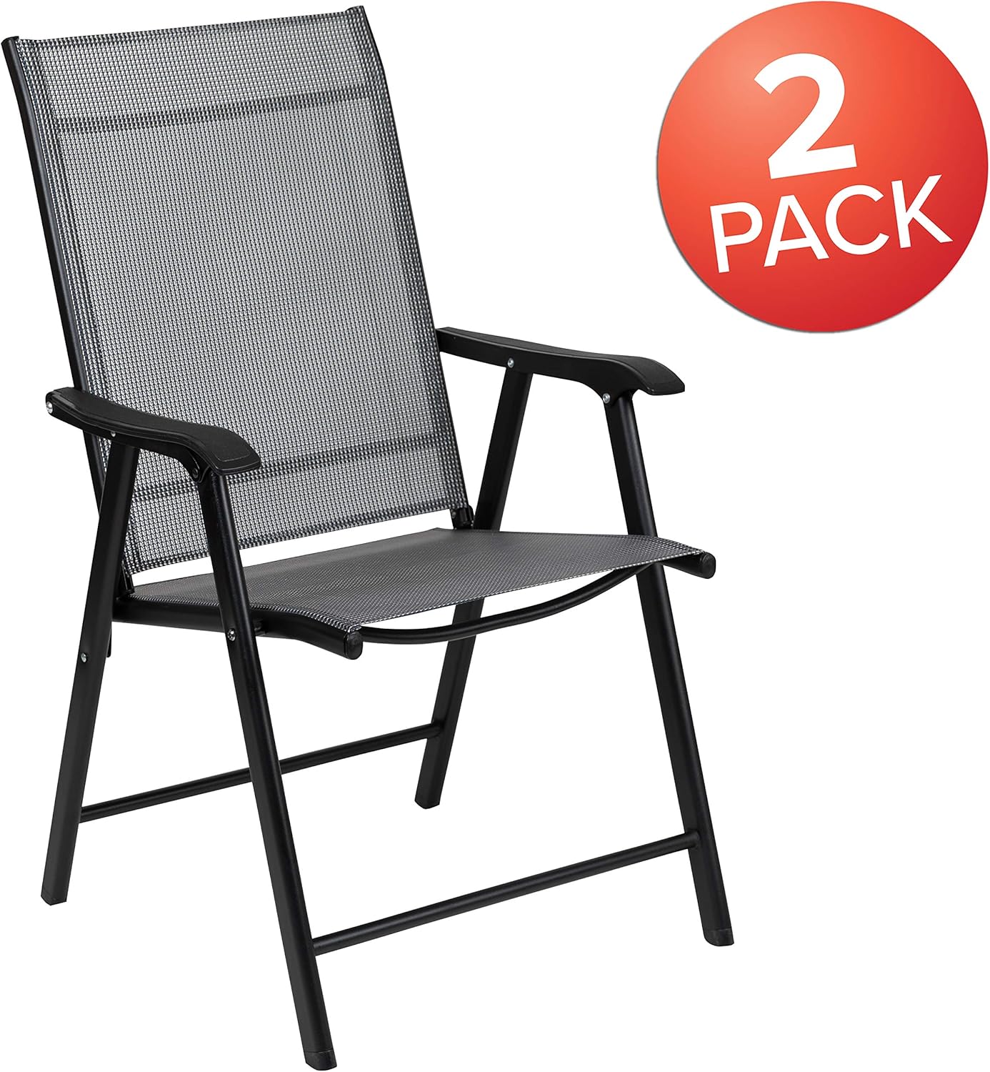 Flash Furniture Black Outdoor Folding Patio Sling Chair (2 Pack) : Garden & Outdoor