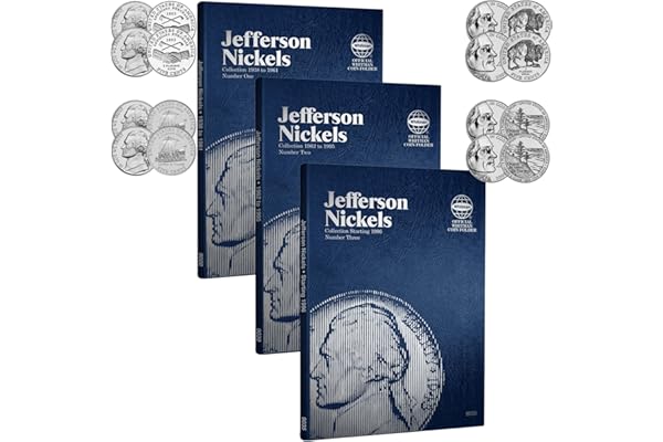 1938 - to Present - Whitman Jefferson Nickel 3 Book Set with 2004 and 2005 P, D Nickels 8 Coin Set Nickel Seller Uncirculated
