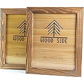 Rustic Wooden Picture Frame 5x7 Inch - Set of 2- Natural Distressed Wood with Real Glass for Wall and Table Top Display - Walnut