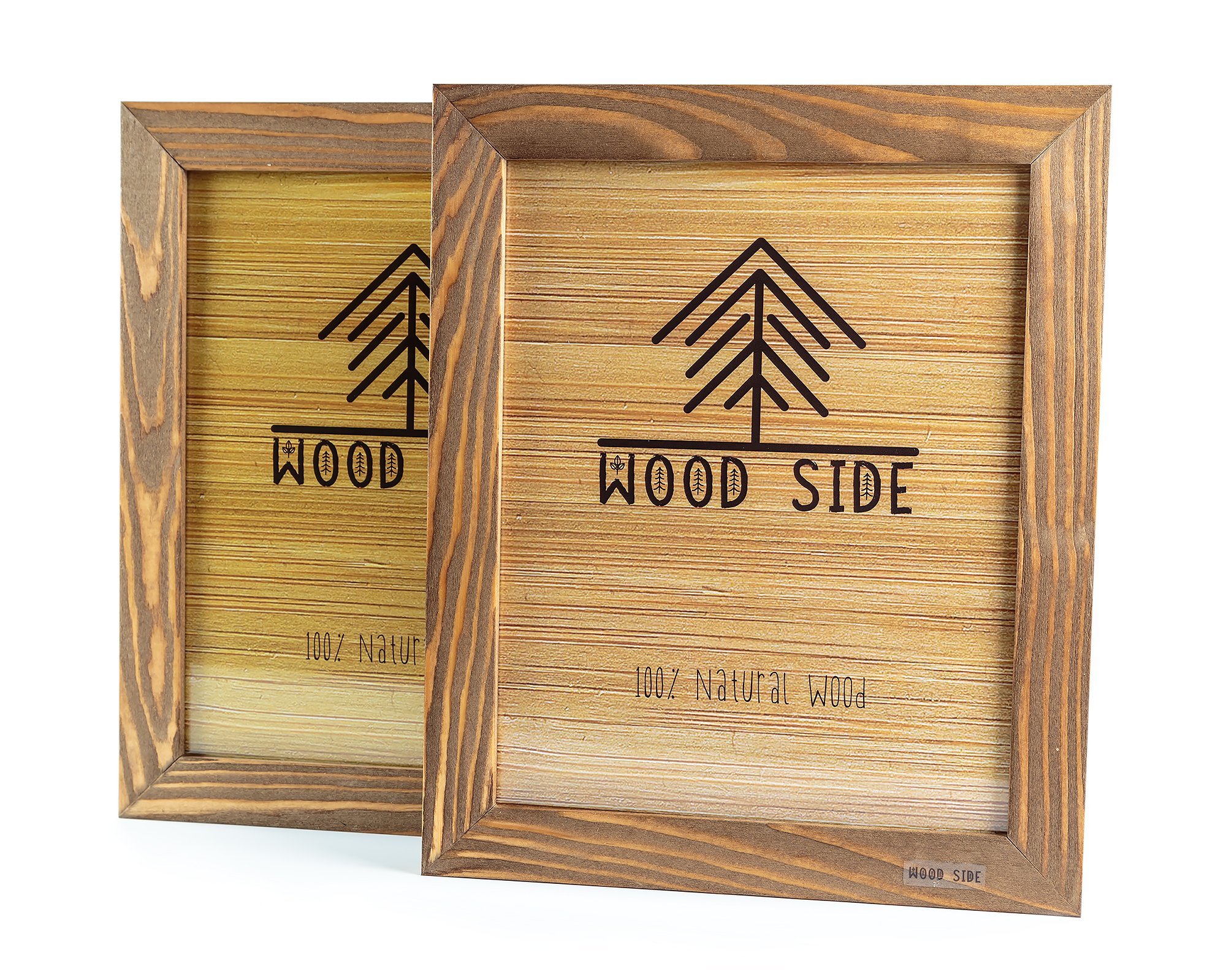 Rustic Wooden Picture Frame 5x7 Inch - Set of 2- Natural Distressed Wood with Real Glass for Wall and Table Top Display - Walnut