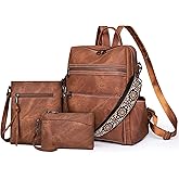 CTTOVIS Backpack Purse for Women Pu Leather Travel Backpack Fashion Designer Shoulder Bag Ladies Convertible Handbags (Caramel)