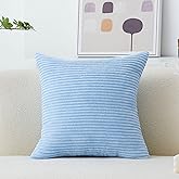 Home Brilliant Pillow Cover 20x20 Blue Corduroy Striped Throw Pillow for Couch Square Plush Cushion Case for Bedroom or Nursery, 20 x 20 inch (50cm), Baby Boy Blue