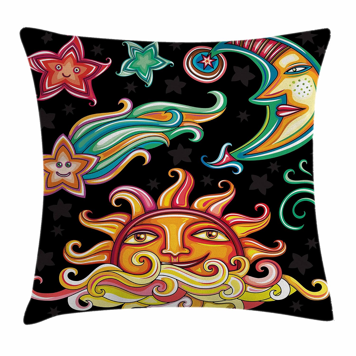 Lunarable Sun and Moon Throw Pillow Cushion Cover