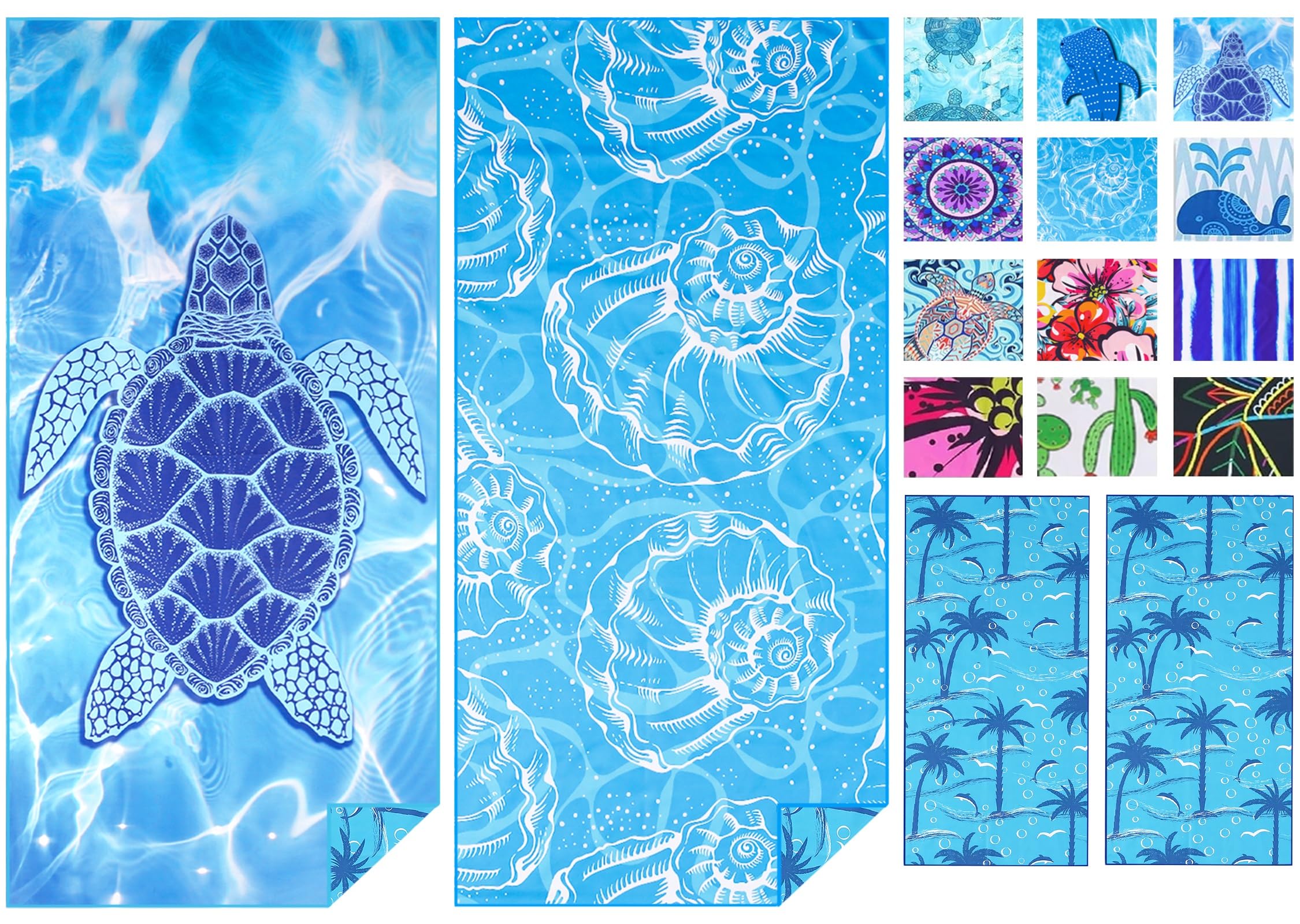 Haleey 2 Pack Microfibre Thin Lightweight Beach Towel Extra Large Oversized 180x80cm Quick Dry Sand Free Towels for Adults Travel Swim Pool Bath Beach Accessories Essentials Vacation Gifts — image 1