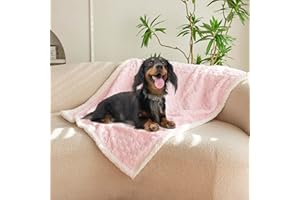 PETHUR Lovely Heart Dog Blankets for Medium Dogs, Medium Cat Blanket Washable for Couch Protection, Super Soft Sherpa Fleece Dog Blanket, Light Pink, M
