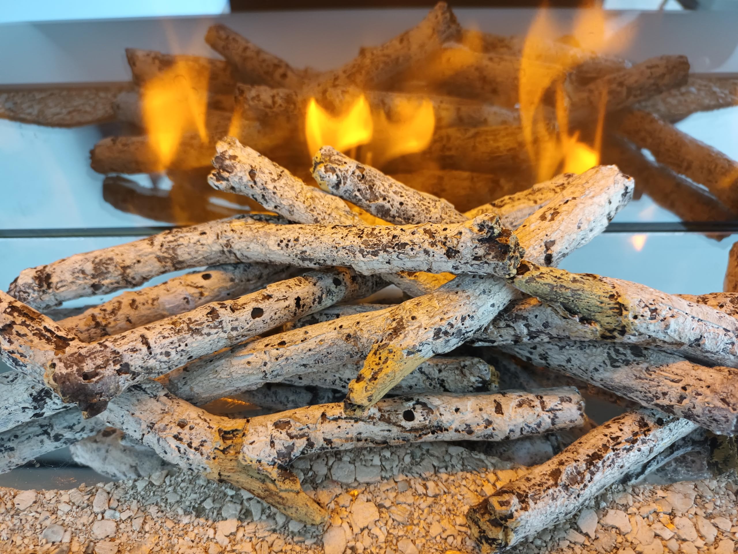 Chemin'Arte Decorative Birch Fireplace Logs for Electric Fireplace White Birch 12cm