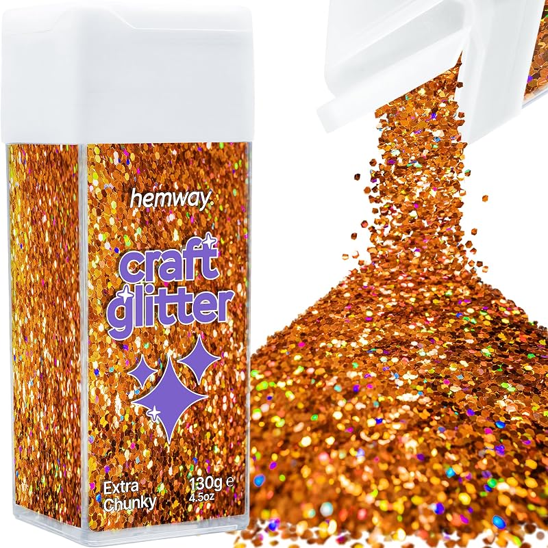Hemway Copper Holographic Glitter Extra Chunky 130g Shaker
