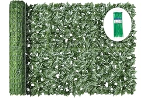 KASZOO Artificial Ivy Privacy Fence Screen, 120x40in Artificial Faux Privacy Fence Artificial Hedge Fence Panel Balcony Privacy Screen Decoration for Patio, Balcony, Wall, Backyard Indoor Outdoor