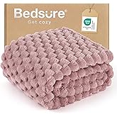 Bedsure Pink Throw Blanket for Couch - 350GSM Soft Cozy Throw Blankets for Bed Home Room Decor, GentleSoft Cute Fleece Birthday Gifts for Women Girls, Dusty Rose, 50x60 Inches
