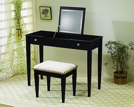 Cappuccino Flip Top Vanity Table Set Coaster 300080