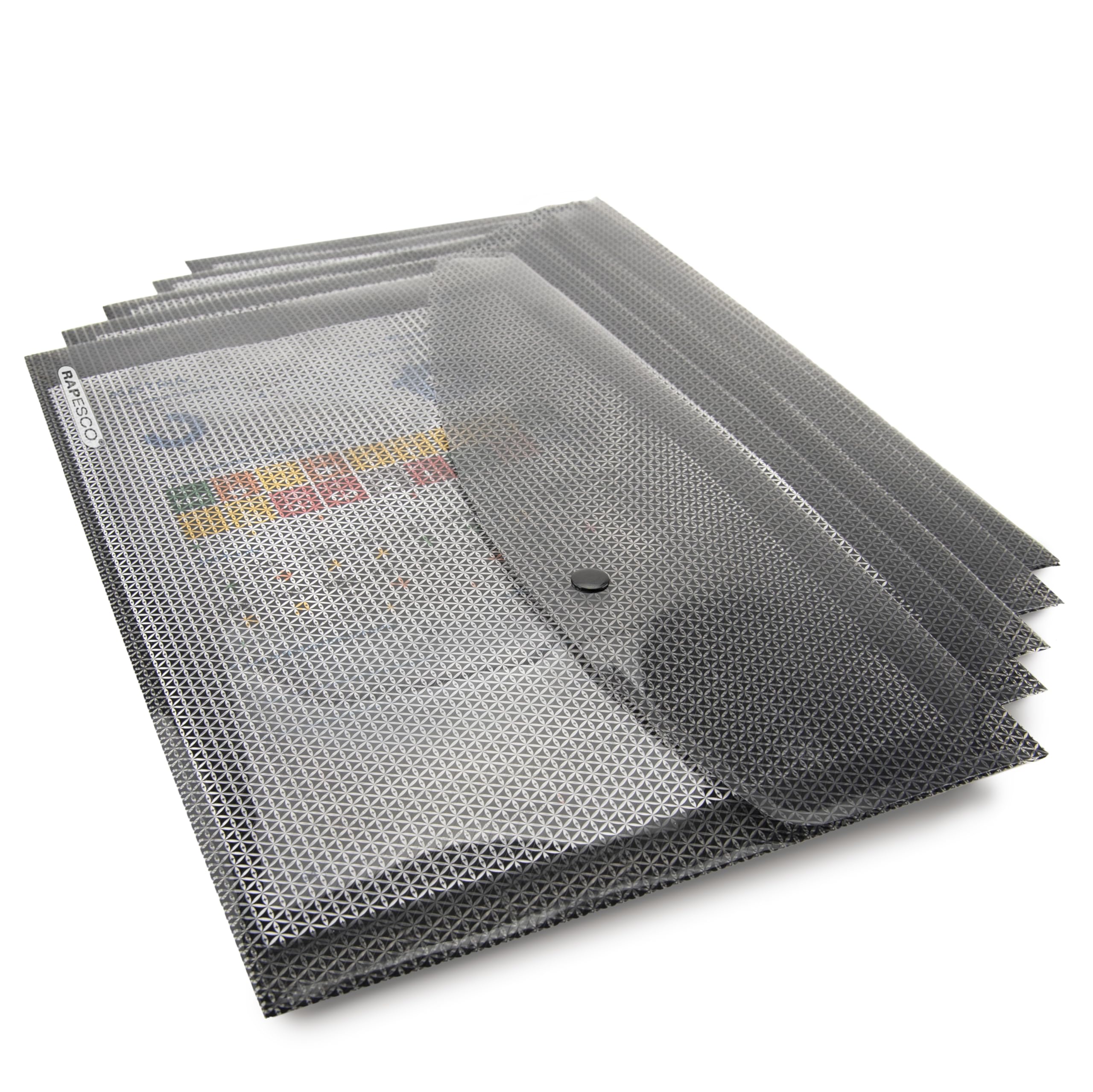 Rapesco 1259 ECO Recycled Camouflaged Security Popper Wallet, A4+, Pack of 5