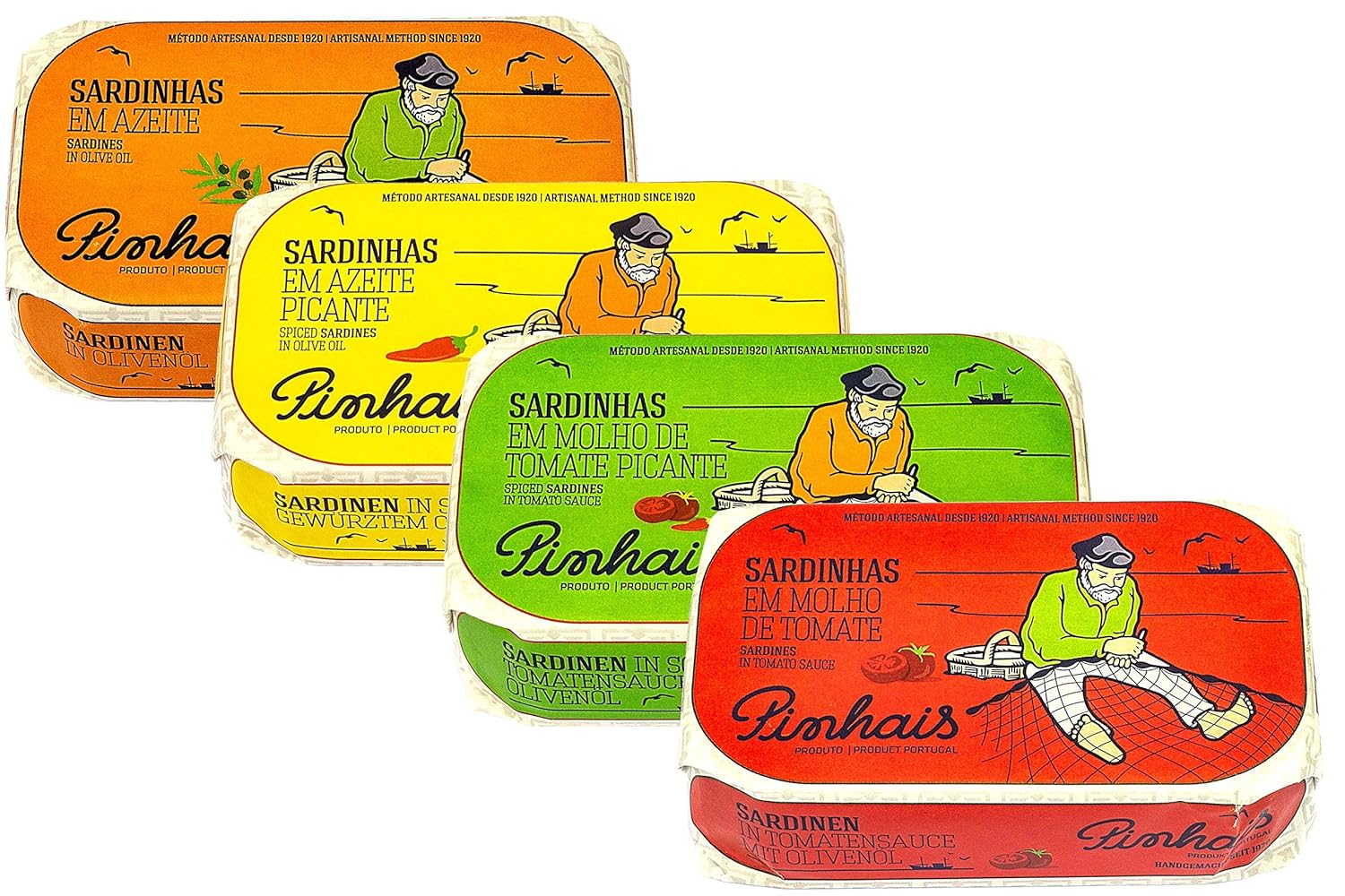 Pinhais Canned Sardines Variety Pack 4.4 oz in Virgin Olive Oil Regular (1), in Virgin Olive