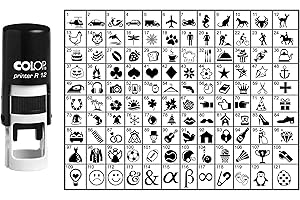 Choose Your Personalized Icon Round Rubber Stamp Self Inking COLOP Mini Stamper 12 mm-Black Ink