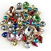 Worlds 50PC Mix Shapes Sew On Crystal Rhinestone Flatback Gold Claw Setting Glass Sew On Crystal Rhinestone for Clothes&Bags, Shoes,DIY Crafts 8mm~ 18mm(Lt Color Mix)